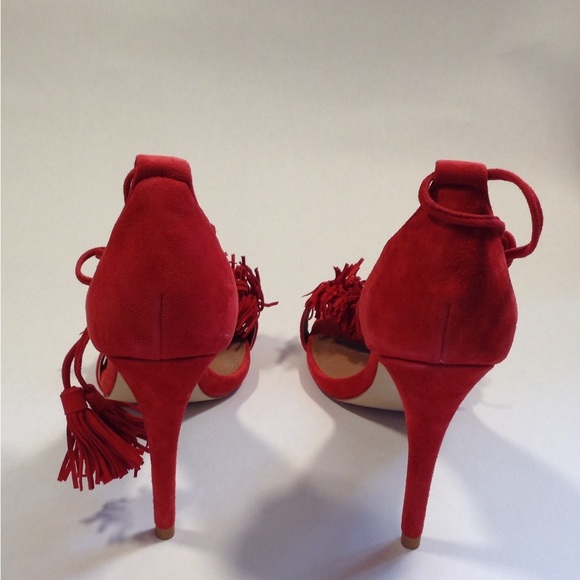 Steve Madden Sassey red suede sandals 9.5 B with 4 inch heels - Picture 10 of 10
